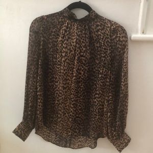 H&M Semi Sheer Leopard Print Blouse